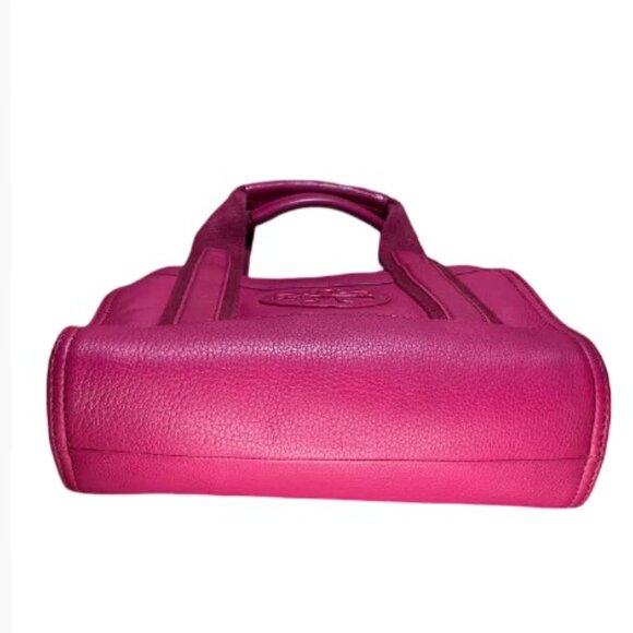 Tory Burch Ella Small Leather and Canvas Logo Embossed Tote in Magenta EUC - Picture 5 of 12
